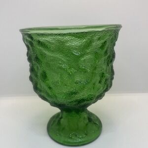EO Brody‎ Co. Cleveland USA Green Crinkle Textured Glass Pedestal Vase Vintage